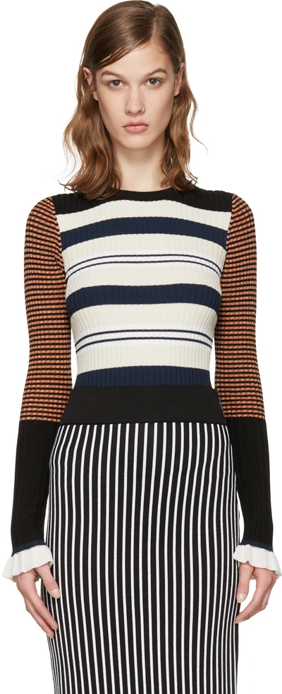 Opening Ceremony Mixed-stripe Crewneck Sweater, Harvest White/multicolor In Harvest Multicolor