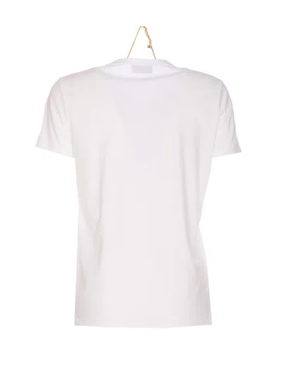 Elisabetta Franchi Logo T-shirt With Gold Chain Detail In White