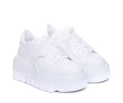 Casadei Low Top Sneakers Platform Sole In White