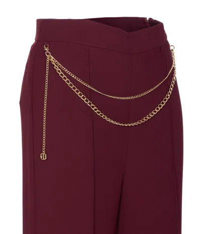 Twinset Chain-embellished Trousers In Red