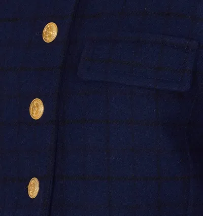 Chloé Check Pattern Cropped Jacket In Blue