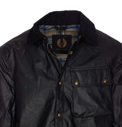 Belstaff Ground Jacket With Chest Pocket And Velvet Collar In Black
