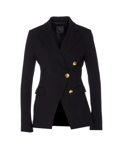 Pinko Double-breasted Flap Pockets Jacket In Black