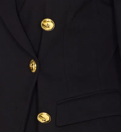 Pinko Double-breasted Flap Pockets Jacket In Black