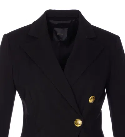 Pinko Double-breasted Flap Pockets Jacket In Black