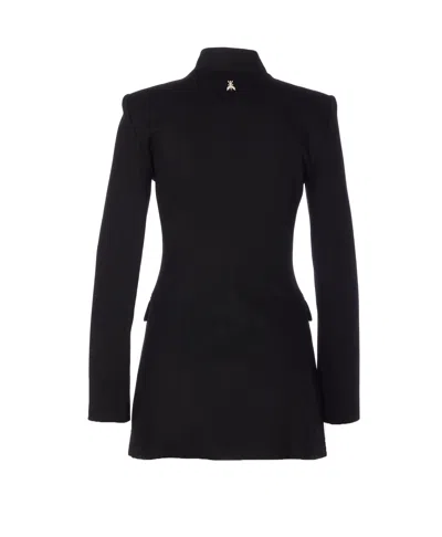 Patrizia Pepe Mandarin-collar Button-fastening Fitted Jacket In Black