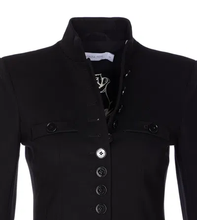 Patrizia Pepe Mandarin-collar Button-fastening Fitted Jacket In Black