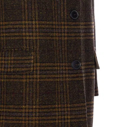 Isabel Marant Étoile Checked V-neck Wool Single Breasted Coat In Brown