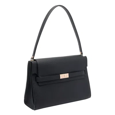 Tory Burch Leather Rectangular Top Handle Shoulder Bag In Black