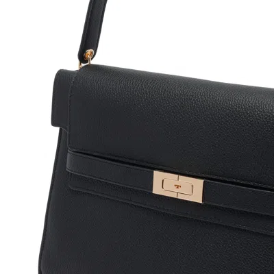 Tory Burch Leather Rectangular Top Handle Shoulder Bag In Black