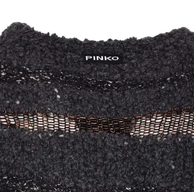 Pinko Crew Neck Knitted Long Sleeves Sweater In Black