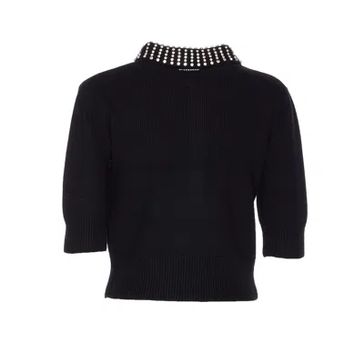 Pinko Black Wool-blend Sweater In Black