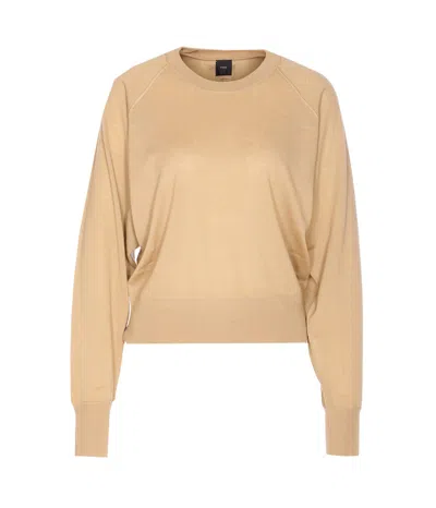 Pinko Long-sleeved Crew-neck Sweater In Neutral