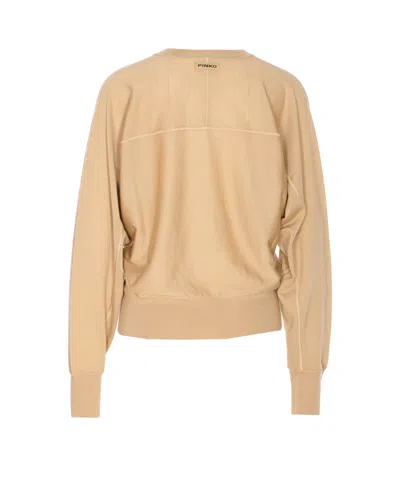 Pinko Long-sleeved Crew-neck Sweater In Neutral