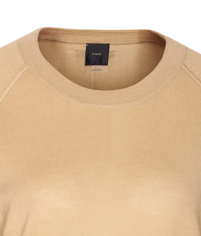Pinko Long-sleeved Crew-neck Sweater In Neutral