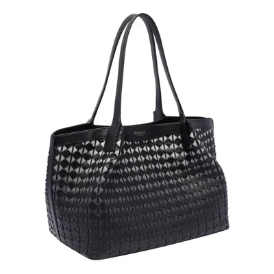 Serapian Small Secret Mosaico Leather Tote Bag In Black