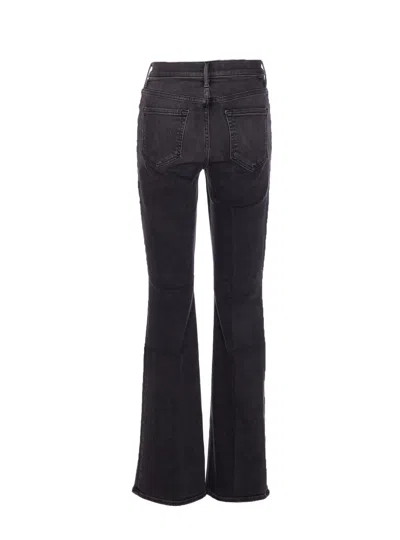 Mother Flared Leg Trousers Contrast Stitching In Black