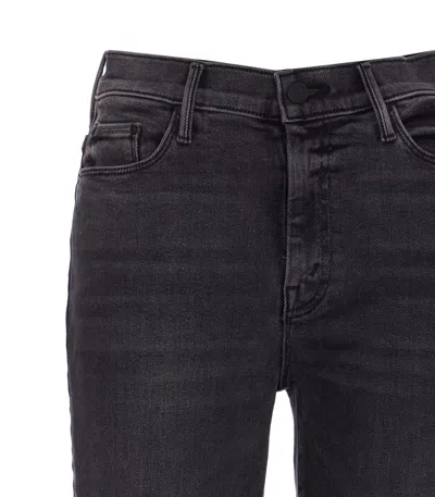 Mother Flared Leg Trousers Contrast Stitching In Black