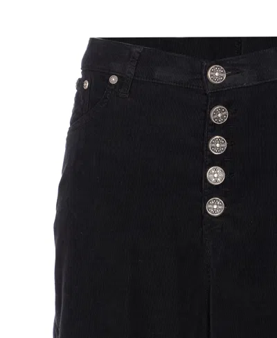 Dondup Loose Fit Velvet Trousers With Button Detailing