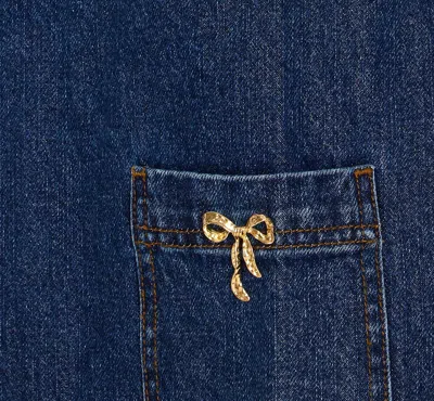 Self-portrait Crystal Bow Mini Denim Dress