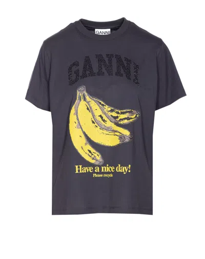 Ganni Relaxed Banana T-shirt In Black