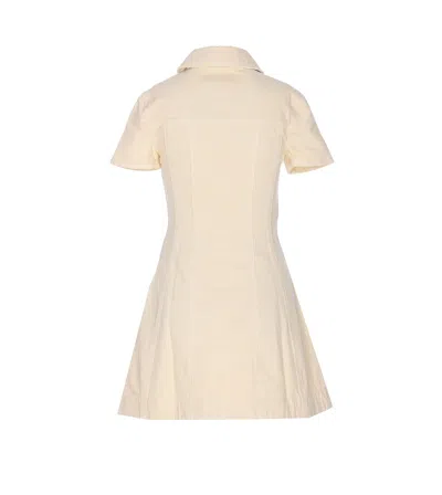 Self-portrait Structured Beige Dress With Classic Collar And Flap Pockets In Neutral