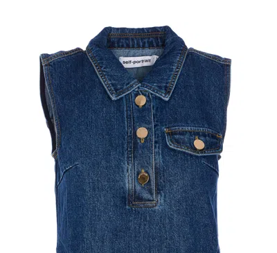 Self-portrait Self Portrait Women Denim Sleeveless Mini Dress