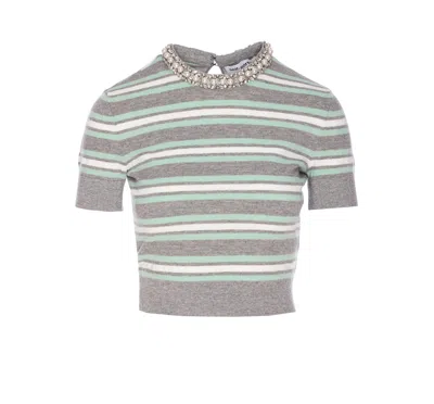 Self-portrait Striped Cropped T-shirt