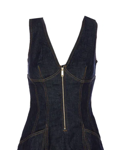 Self-portrait V-neck Denim Midi Dresses