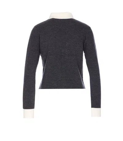 Self-portrait Contrast Collar Cardigan In Blue