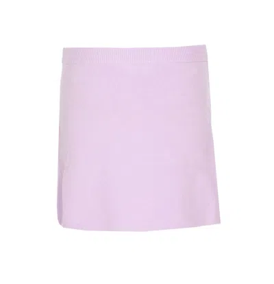Self-portrait Knit Skirt With Crystal Embellishments And Elegant Silhouette In Purple