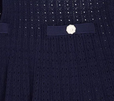 Self-portrait Self Portrait Women Perforated Knit Short Dress With Removable Lace Brooch