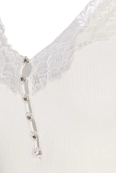 Self-portrait Lace-trimmed Ribbed Top
