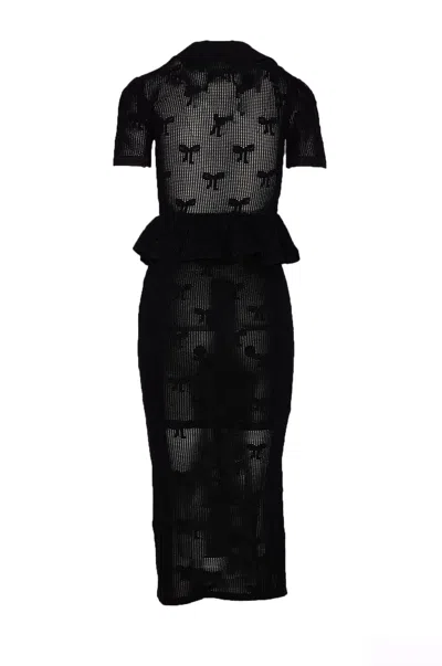 Self-portrait Bow Crochet Midi Dress