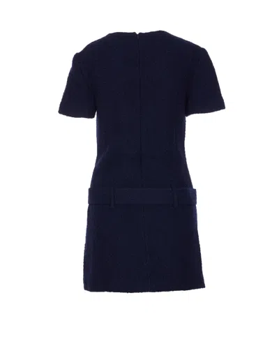 Self-portrait Textured Boucle Mini Dress In Blue