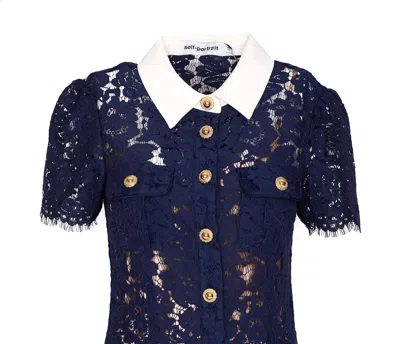 Self-portrait Short Sleeve Lace Midi Dress