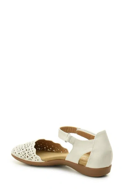 Taryn Rose Laser Cut Ankle Strap Sandal In Silver