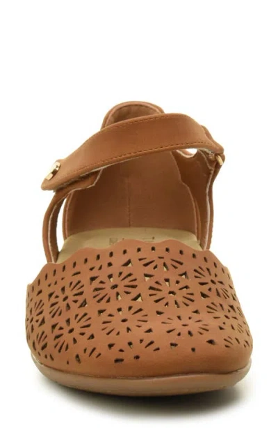 Taryn Rose Laser Cut Ankle Strap Sandal In Brown