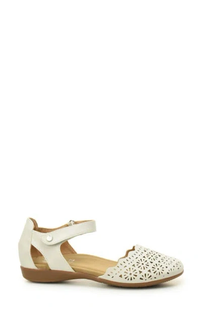 Taryn Rose Laser Cut Ankle Strap Sandal In Silver