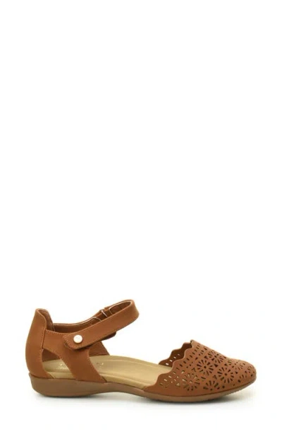 Taryn Rose Laser Cut Ankle Strap Sandal In Brown