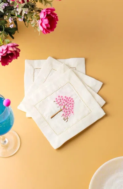 Tiramisu Set Of 4 Embroidered Linen Napkins