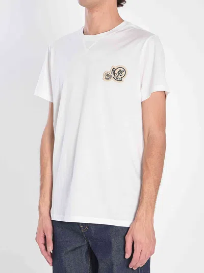 Moncler T-shirt With Double Logo Patches In White