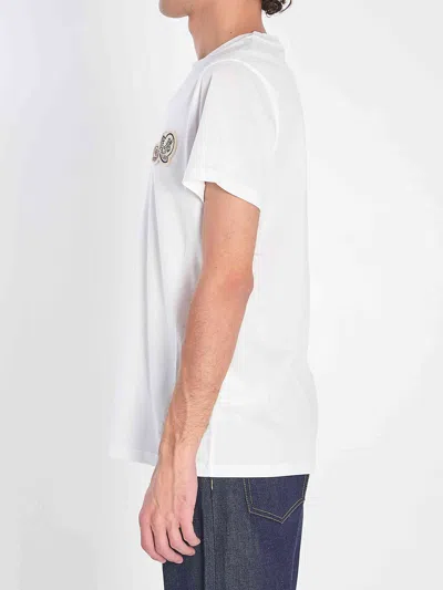 Moncler T-shirt With Double Logo Patches In White