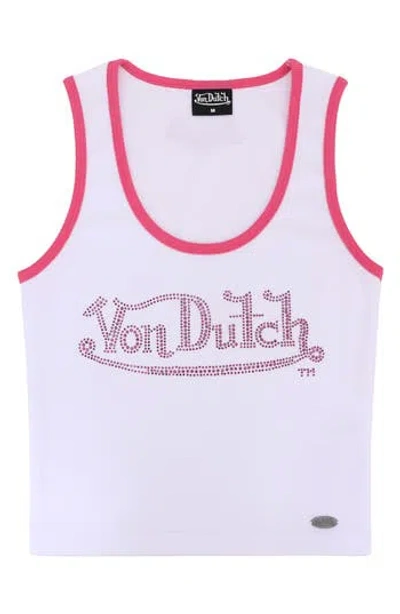 Von Dutch Rhinestone Logo Stretch Cotton Tank
