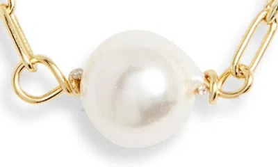 Argento Vivo Faux Pearl Oval Link Chain Necklace