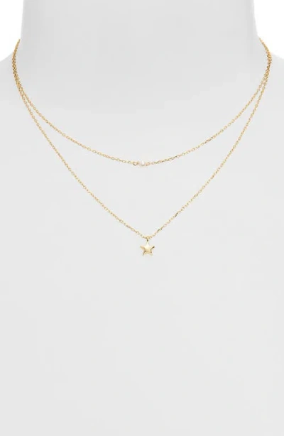Argento Vivo Faux Pearl & Star Double Strand Chain Necklace