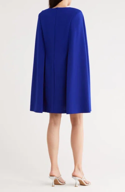 Connected Apparel Cape Sleeve Sheath Dress In Blue
