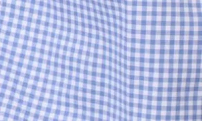 Tailorbyrd Kids' Micro Gingham Stretch Cotton Button-up Shirt In Blue