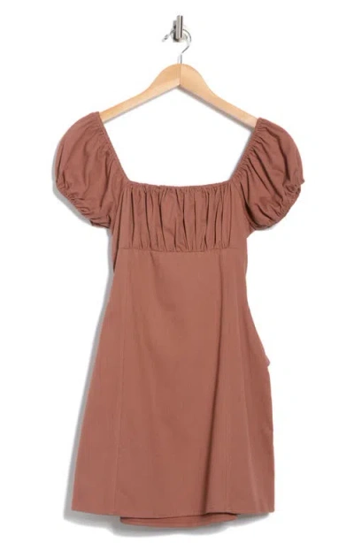 Asos Design Ruched Corset Minidress In Brown