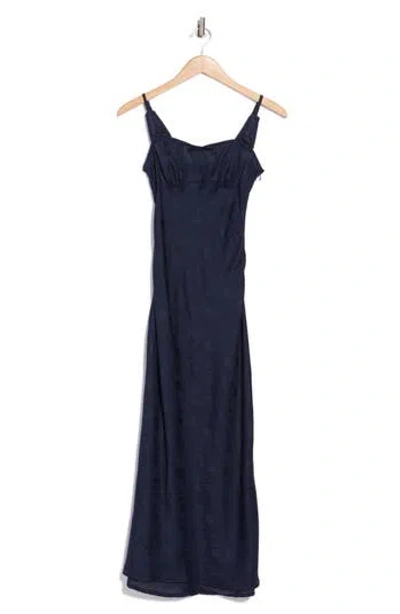 Asos Design Floral Jacquard Midi Slipdress In Blue